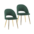 Porthos Home Batia Velvet Dining Chairs w/ Goldtone Metal Legs (Set of 2)