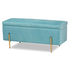 Rockwell Contemporary Glam&Luxe Velvet Upholstered Metal Storage Bench