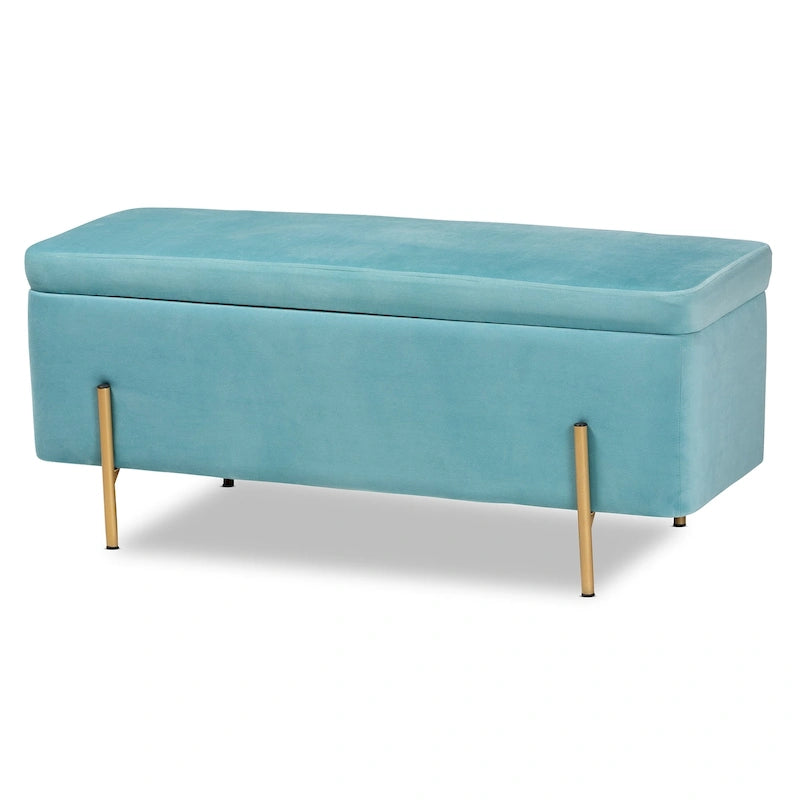 Rockwell Contemporary Glam&Luxe Velvet Upholstered Metal Storage Bench