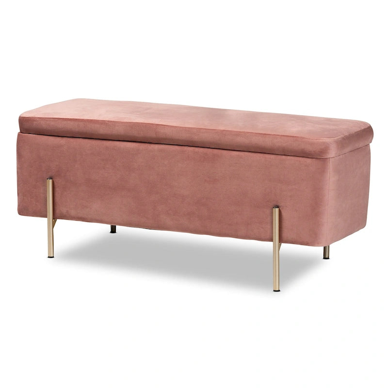 Rockwell Contemporary Glam&Luxe Velvet Upholstered Metal Storage Bench