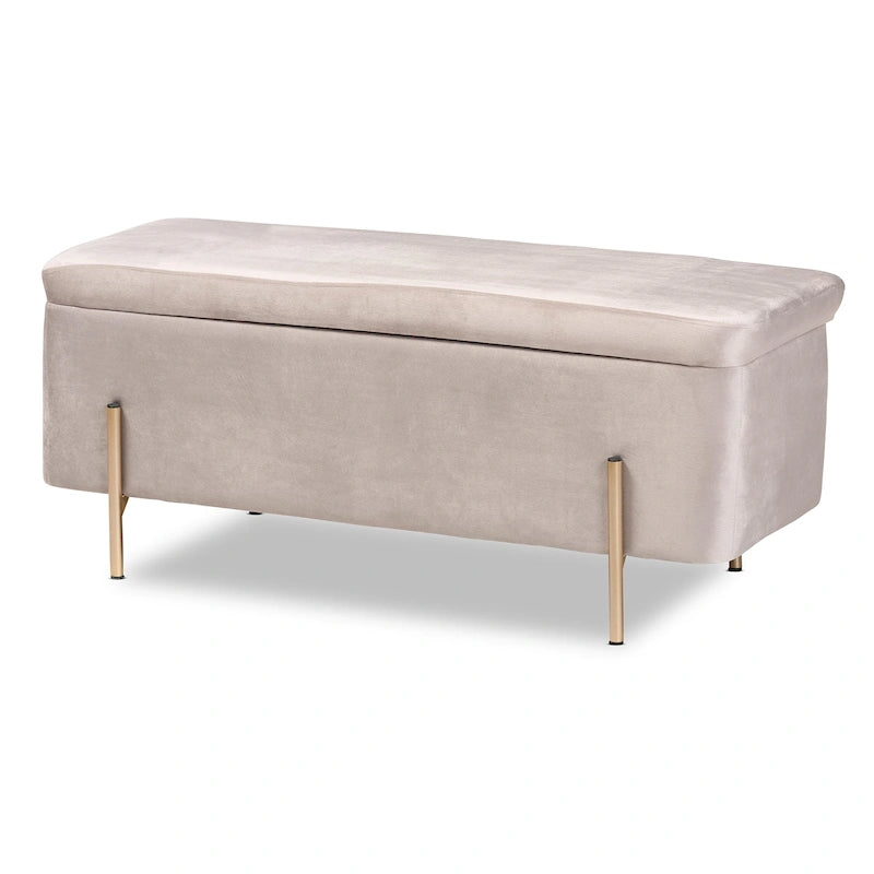 Rockwell Contemporary Glam&Luxe Velvet Upholstered Metal Storage Bench