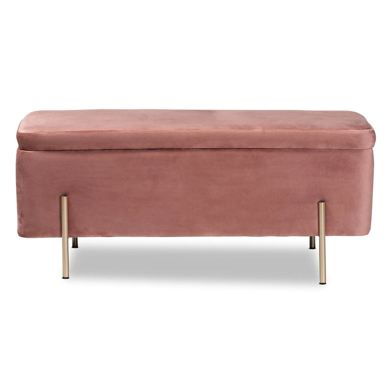 Rockwell Contemporary Glam&Luxe Velvet Upholstered Metal Storage Bench
