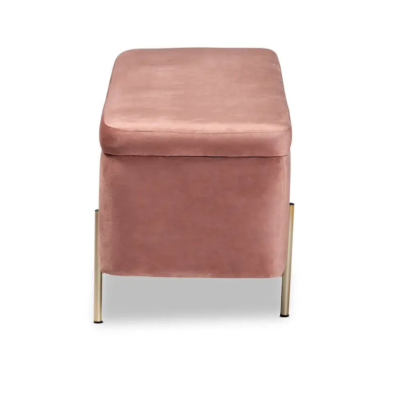 Rockwell Contemporary Glam&Luxe Velvet Upholstered Metal Storage Bench