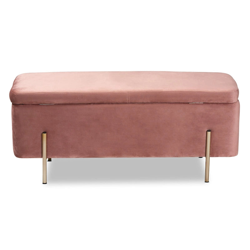 Rockwell Contemporary Glam&Luxe Velvet Upholstered Metal Storage Bench