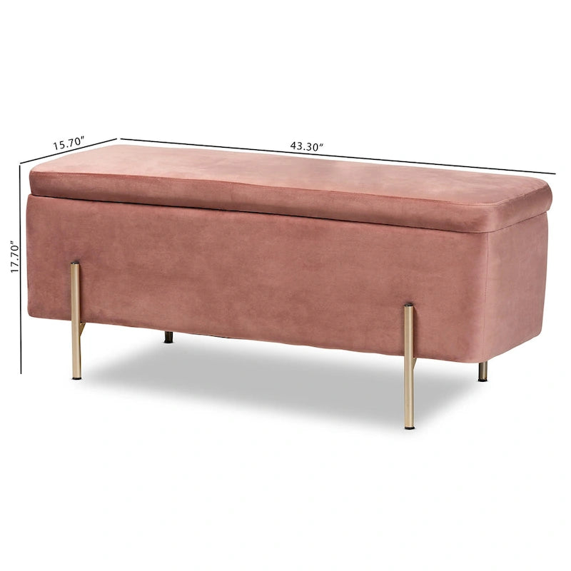 Rockwell Contemporary Glam&Luxe Velvet Upholstered Metal Storage Bench