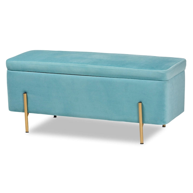 Rockwell Contemporary Glam&Luxe Velvet Upholstered Metal Storage Bench