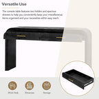 Irresistible Retro Silhouette Console Table: Open Style, Two Top Drawers