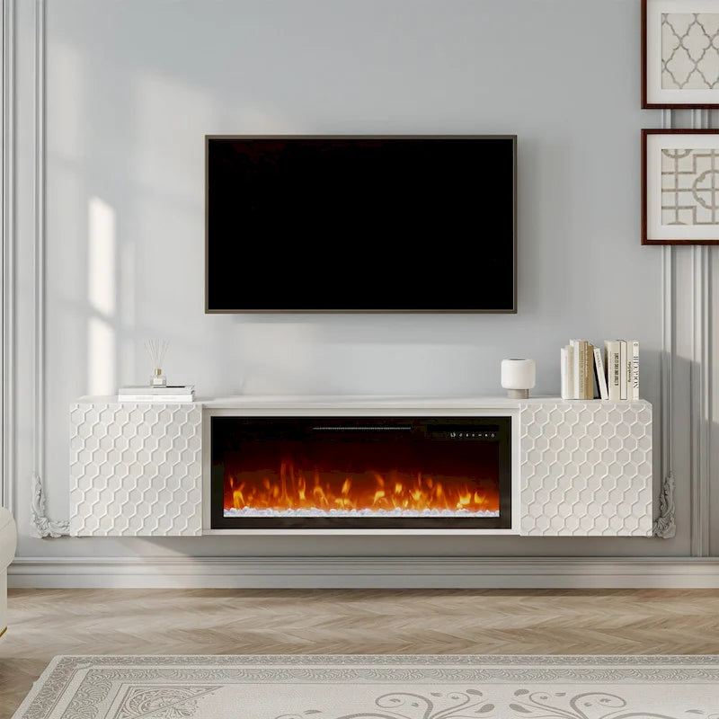 67  MDF Wall Mounted TV Stand with 36  Electric Fireplace
