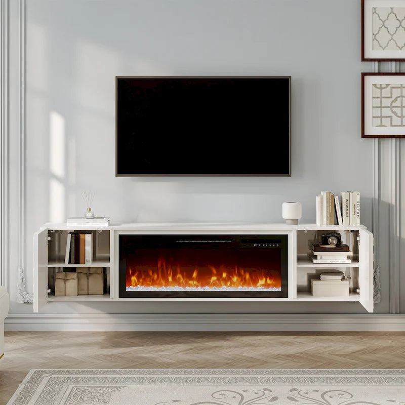 67  MDF Wall Mounted TV Stand with 36  Electric Fireplace