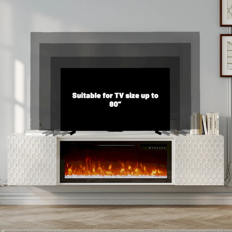 67  MDF Wall Mounted TV Stand with 36  Electric Fireplace