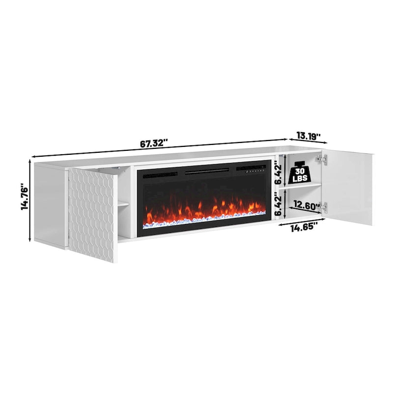 67  MDF Wall Mounted TV Stand with 36  Electric Fireplace