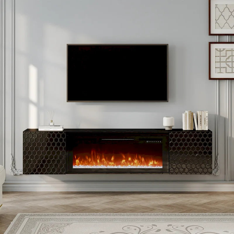 67  MDF Wall Mounted TV Stand with 36  Electric Fireplace