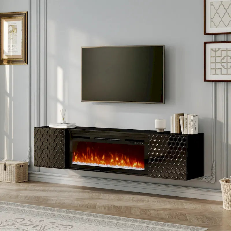 67  MDF Wall Mounted TV Stand with 36  Electric Fireplace