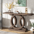 55 inches Farmhouse Console Table with Geometric Base