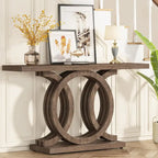 55 inches Farmhouse Console Table with Geometric Base