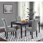 Roundhill Furniture Leviton Urban Style Wood Dark Wash Turned-Leg Dining Set: Table and 4 Chairs