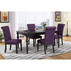 Roundhill Furniture Leviton Urban Style Wood Dark Wash Turned-Leg Dining Set: Table and 4 Chairs