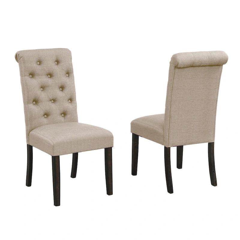 Roundhill Furniture Leviton Urban Style Wood Dark Wash Turned-Leg Dining Set: Table and 4 Chairs