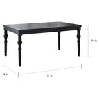 Roundhill Furniture Leviton Urban Style Wood Dark Wash Turned-Leg Dining Set: Table and 4 Chairs