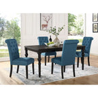 Roundhill Furniture Leviton Urban Style Wood Dark Wash Turned-Leg Dining Set: Table and 4 Chairs