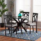 Luise Modern and Contemporary 5-Piece Wood Dining Set-Grey/Dark Brown