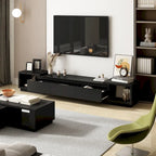 Modern Style Extendable TV Stand with 3Drawer White/Black 65.4 -106.3