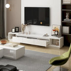 Modern Style Extendable TV Stand with 3Drawer White/Black 65.4 -106.3