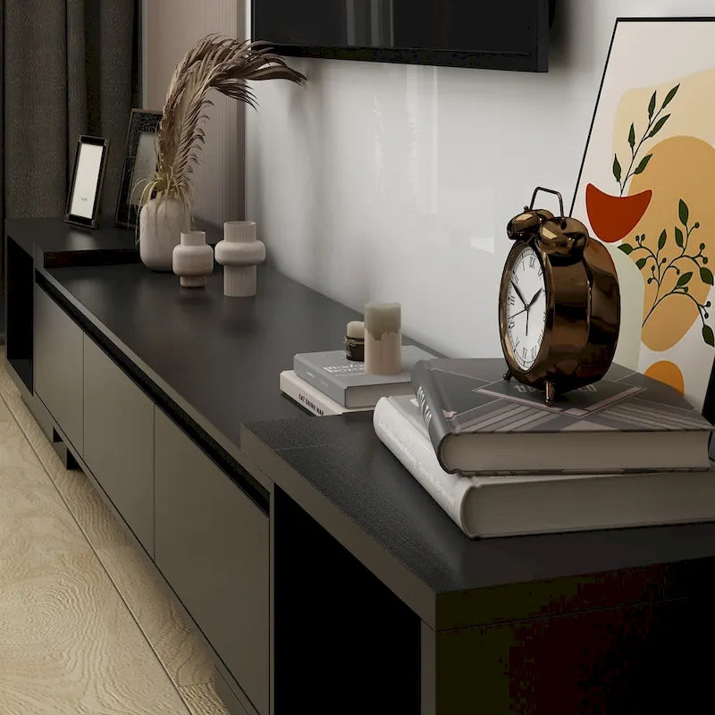 Modern Style Extendable TV Stand with 3Drawer White/Black 65.4 -106.3