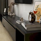 Modern Style Extendable TV Stand with 3Drawer White/Black 65.4 -106.3