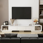 Modern Style Extendable TV Stand with 3Drawer White/Black 65.4 -106.3