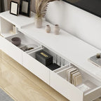 Modern Style Extendable TV Stand with 3Drawer White/Black 65.4 -106.3