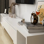 Modern Style Extendable TV Stand with 3Drawer White/Black 65.4 -106.3