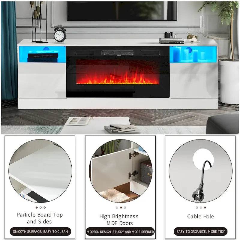 70  Fireplace TV Stand with 36  Electric Fireplace