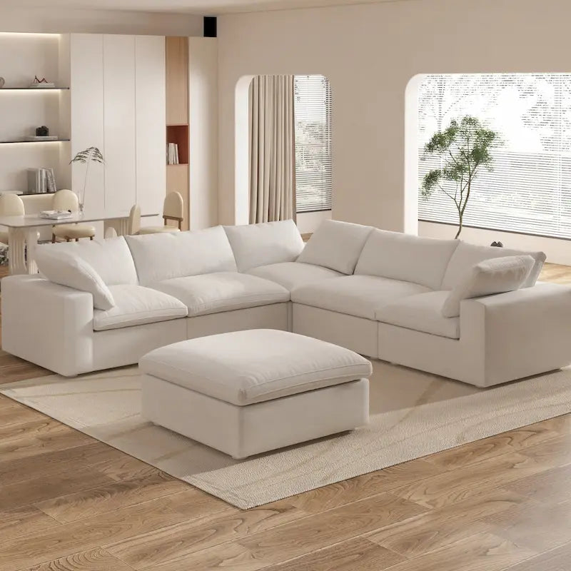 Widen Down Filled 5-Piece Sectional and Ottoman