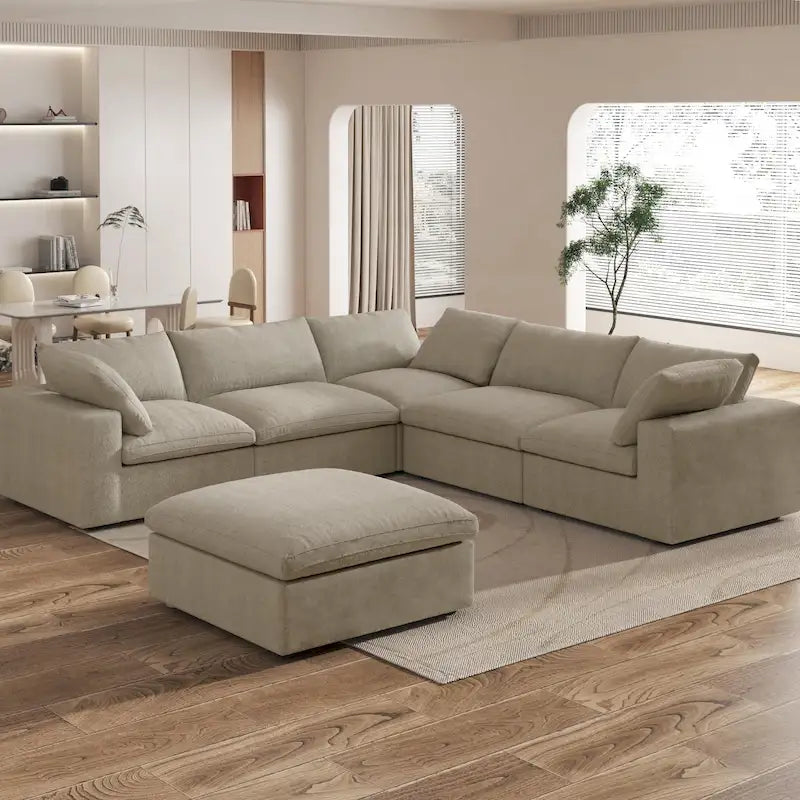 Widen Down Filled 5-Piece Sectional and Ottoman