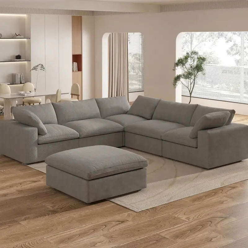 Widen Down Filled 5-Piece Sectional and Ottoman