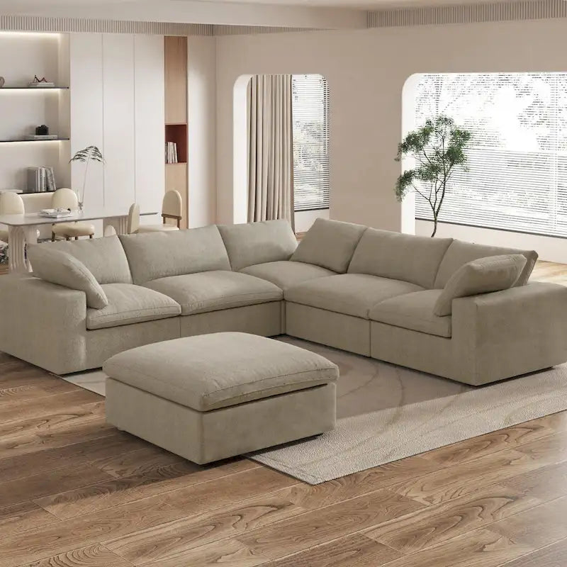 Widen Down Filled 5-Piece Sectional and Ottoman