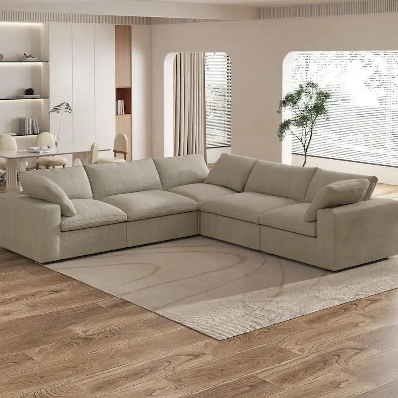 Widen Down Filled 5-Piece Sectional and Ottoman