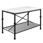 Avya Contemporary White and Gold 58-inch Wide Marble Top Kitchen Island by Furniture of America