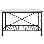 Avya Contemporary White and Gold 58-inch Wide Marble Top Kitchen Island by Furniture of America
