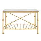 Avya Contemporary White and Gold 58-inch Wide Marble Top Kitchen Island by Furniture of America