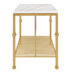 Avya Contemporary White and Gold 58-inch Wide Marble Top Kitchen Island by Furniture of America