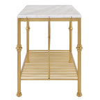 Avya Contemporary White and Gold 58-inch Wide Marble Top Kitchen Island by Furniture of America
