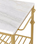 Avya Contemporary White and Gold 58-inch Wide Marble Top Kitchen Island by Furniture of America