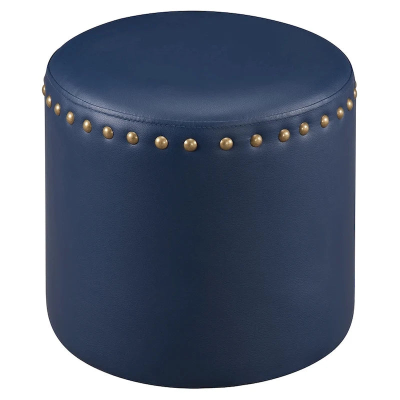 The Curated Nomad Barbossa Faux Leather Round Ottoman