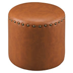 The Curated Nomad Barbossa Faux Leather Round Ottoman