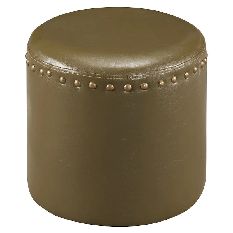 The Curated Nomad Barbossa Faux Leather Round Ottoman