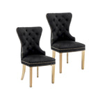 Porthos Home Caily Tufted Velvet Dining Chairs with Gold Chrome Legs, Set of 2
