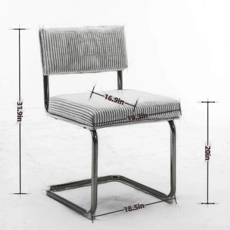 Modern Dining Chairs with Gold Metal Base, Accent Armless Kitchen Chairs with Channel Tufting,Set of 2