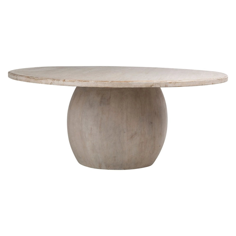 Sophia 72  Round Reclaimed Pine Modern Dining Table with Ball Pedestal Base